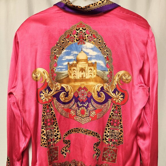 Escada Taj Mahal charmeuse silk blouse Mughal jewels print rare vintage size 42 - Picture 3 of 16